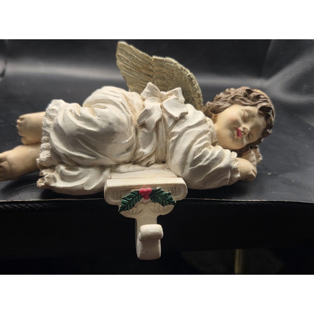 Vintage Christmas Snoozer Sleeping Angel Stocking Hanger In Original Box